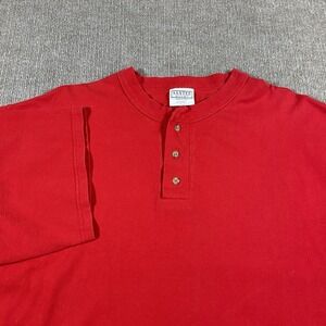 Vintage 90s‎ Santee Shirt Mens Large Red Short Sleeve Henley Cotton Made In USA